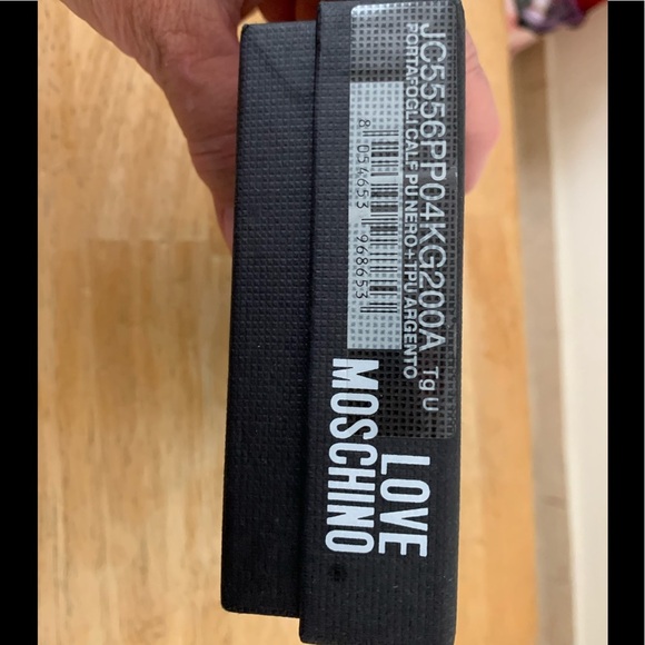 🆕 Love Moschino Authentic Metallic Hearts Wallet Black And Silver NWT - Picture 13 of 15